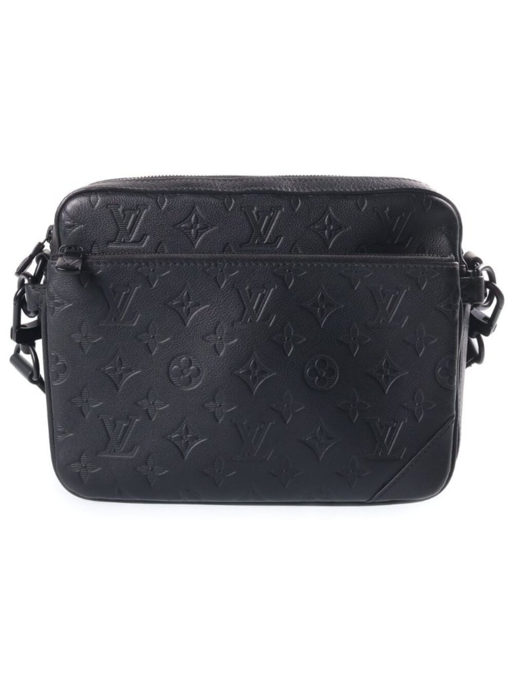 Louis Vuitton Monogram Shadow Trio Messenger Shoulder Bag Leather Black